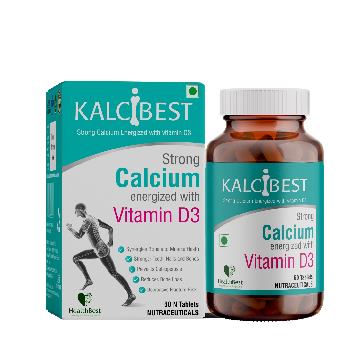 HealthBest KalciBest Calcium + Vitamin D3 Tablets